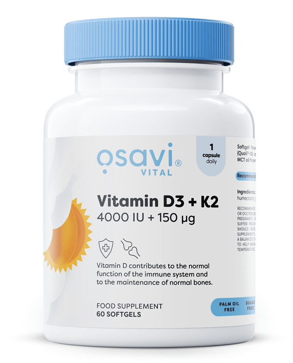 Vitamin D3 + K2, 4000IU + 150mcg - 60 softgels - VitaeSupps