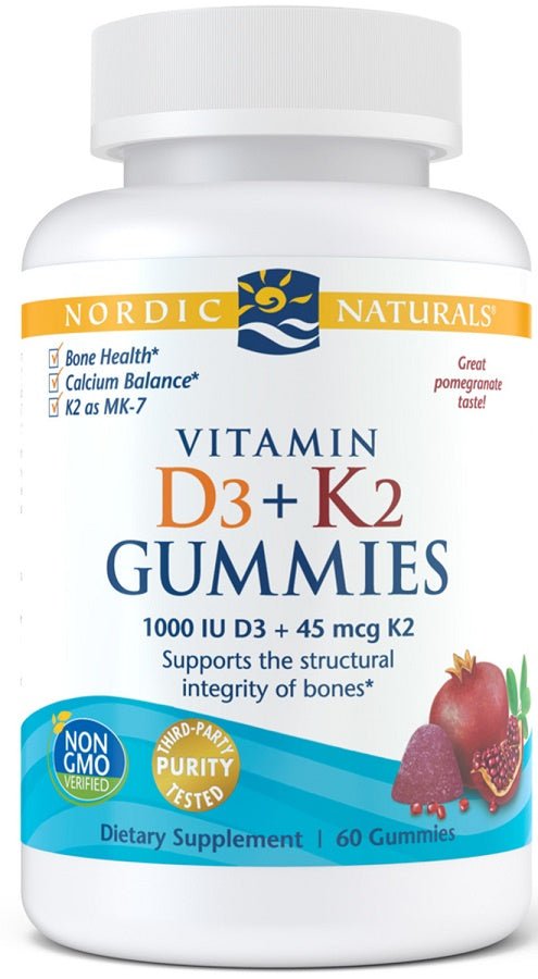 Vitamin D3+K2 Gummies, Pomegranate - 60 gummies - VitaeSupps