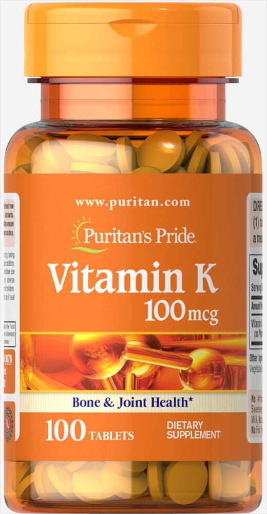 Vitamin K, 100mcg - 100 tablets - VitaeSupps