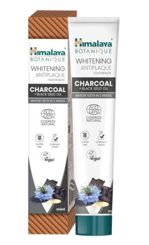 Whitening Antiplaque Toothpaste Charcoal + Black Seed Oil, Mint - 75ml. - VitaeSupps