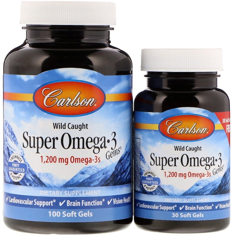 Wild Caught Super Omega - 3 Gems, 1200mg - 100 + 30 softgels - VitaeSupps