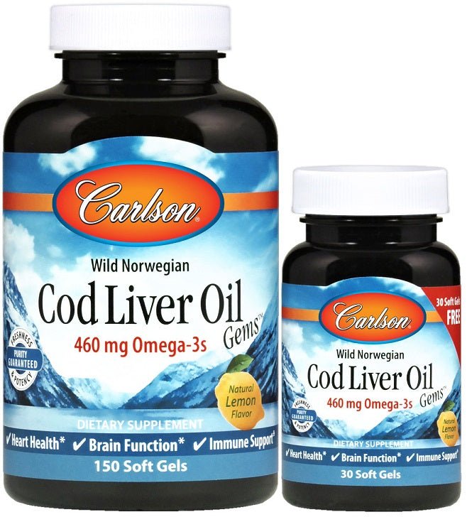 Wild Norwegian Cod Liver Oil Gems, 460mg - 150 + 30 softgels - VitaeSupps