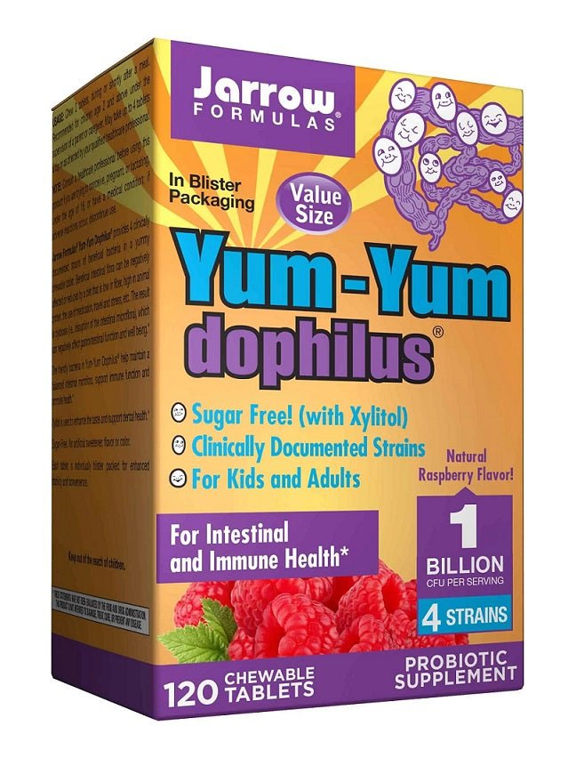 Yum - Yum Dophilus, 1 Billion CFU (Raspberry) - 120 chewable tabs - VitaeSupps