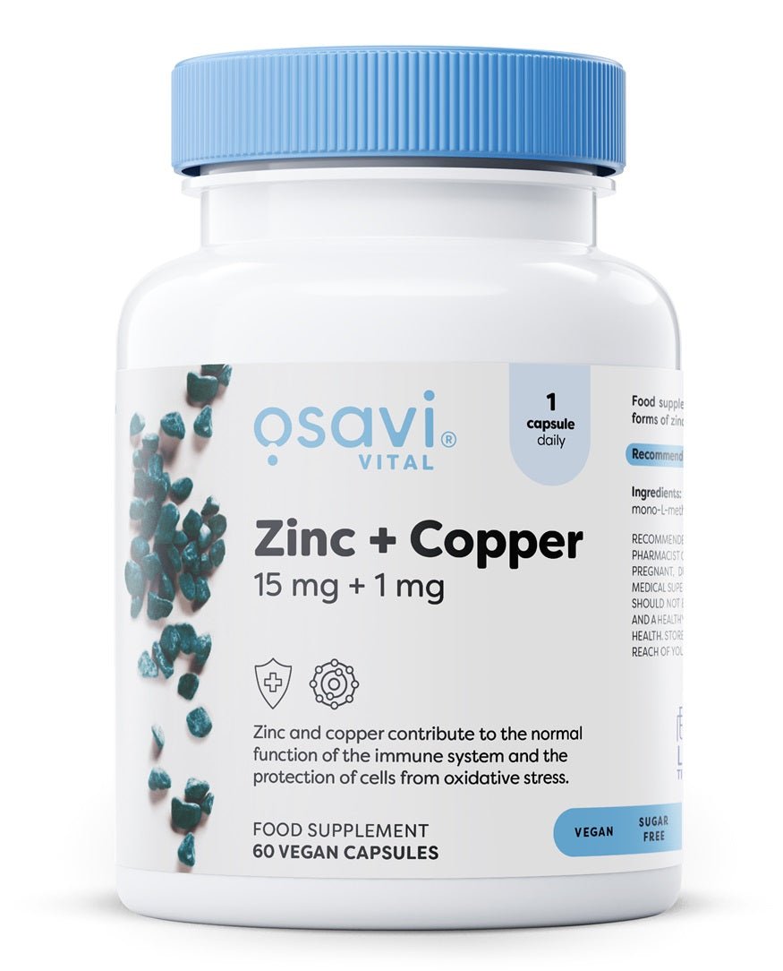 Zinc + Copper, 15mg + 1mg - 60 vegan caps - VitaeSupps